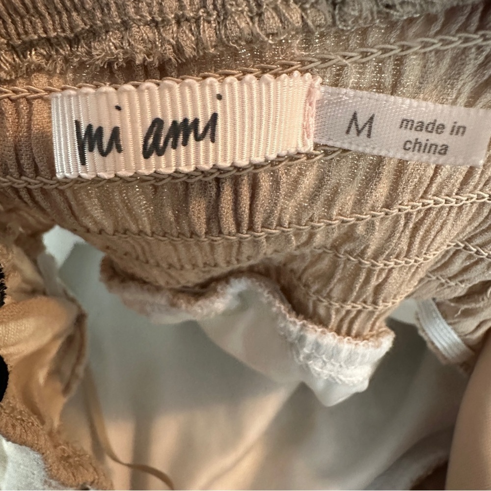 Mi Ami Colorblock Tiered Mini Dress Tie Straps Neutral Boho Medium - Picture 13 of 16